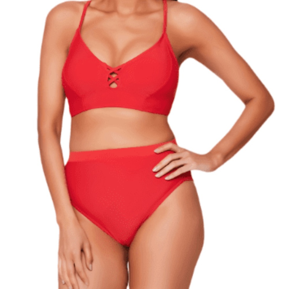 Jessica Simpson Women’s High Waisted Ribbed Bikini Swimsuit Bottoms NWT